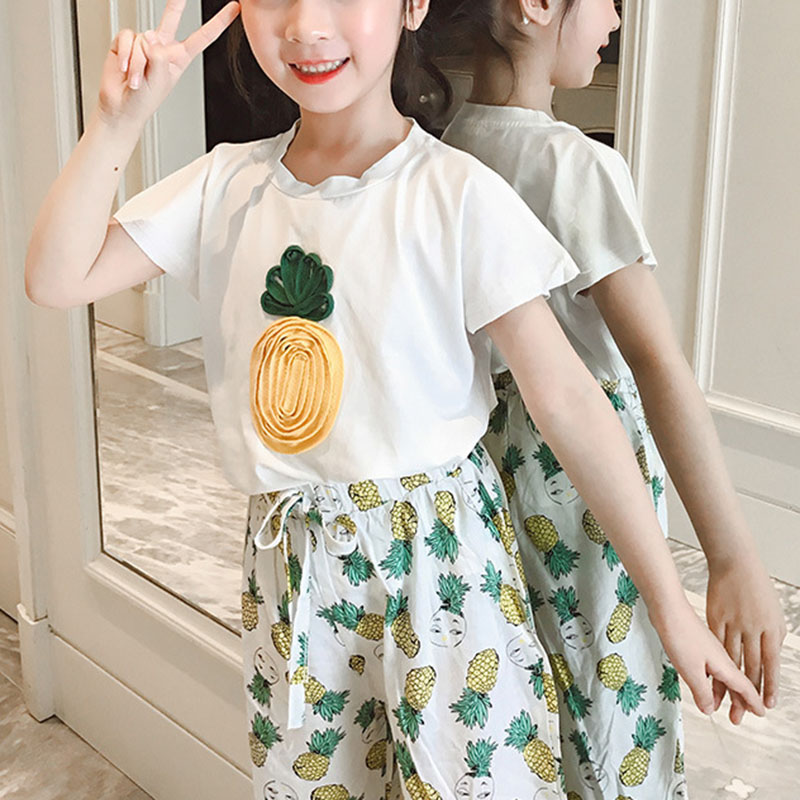 

Print Fruit Lovely Shirt and Pineapple Print Pants Set