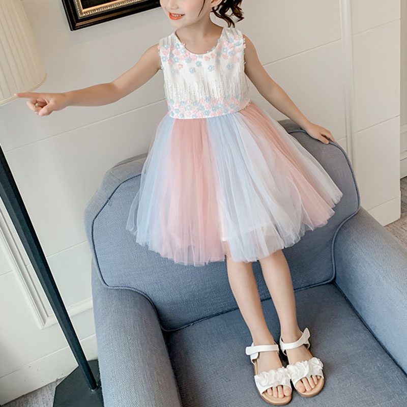 

Print Summer Korean Mesh Sleeveless Dress