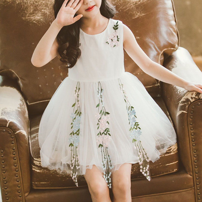 

Summer Mesh Print Flounced Floral Sleeveless Dress