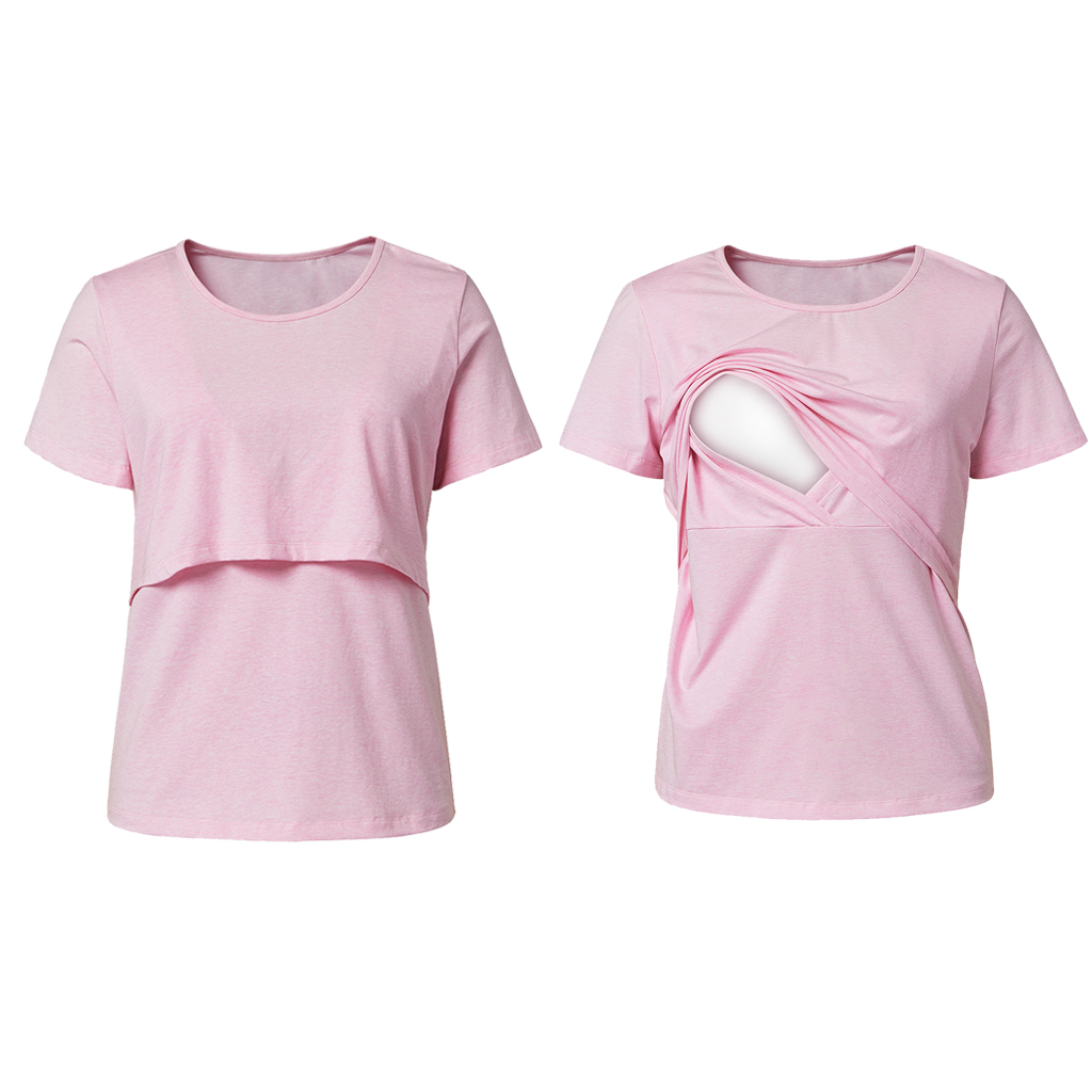 

Fashionable Solid Short-sleeve Nursing Top