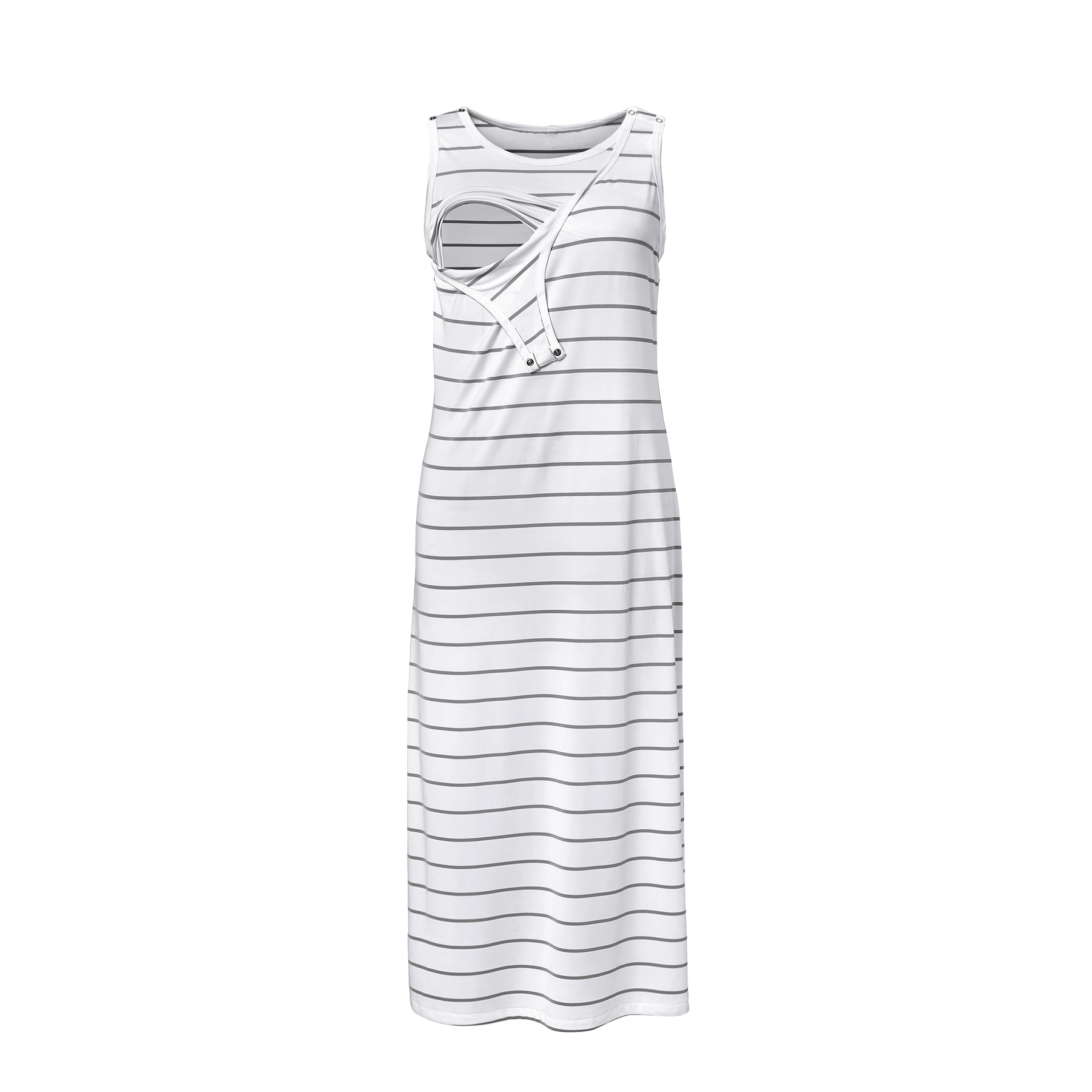 

Trendy Striped Sleeveless Nursing Dress