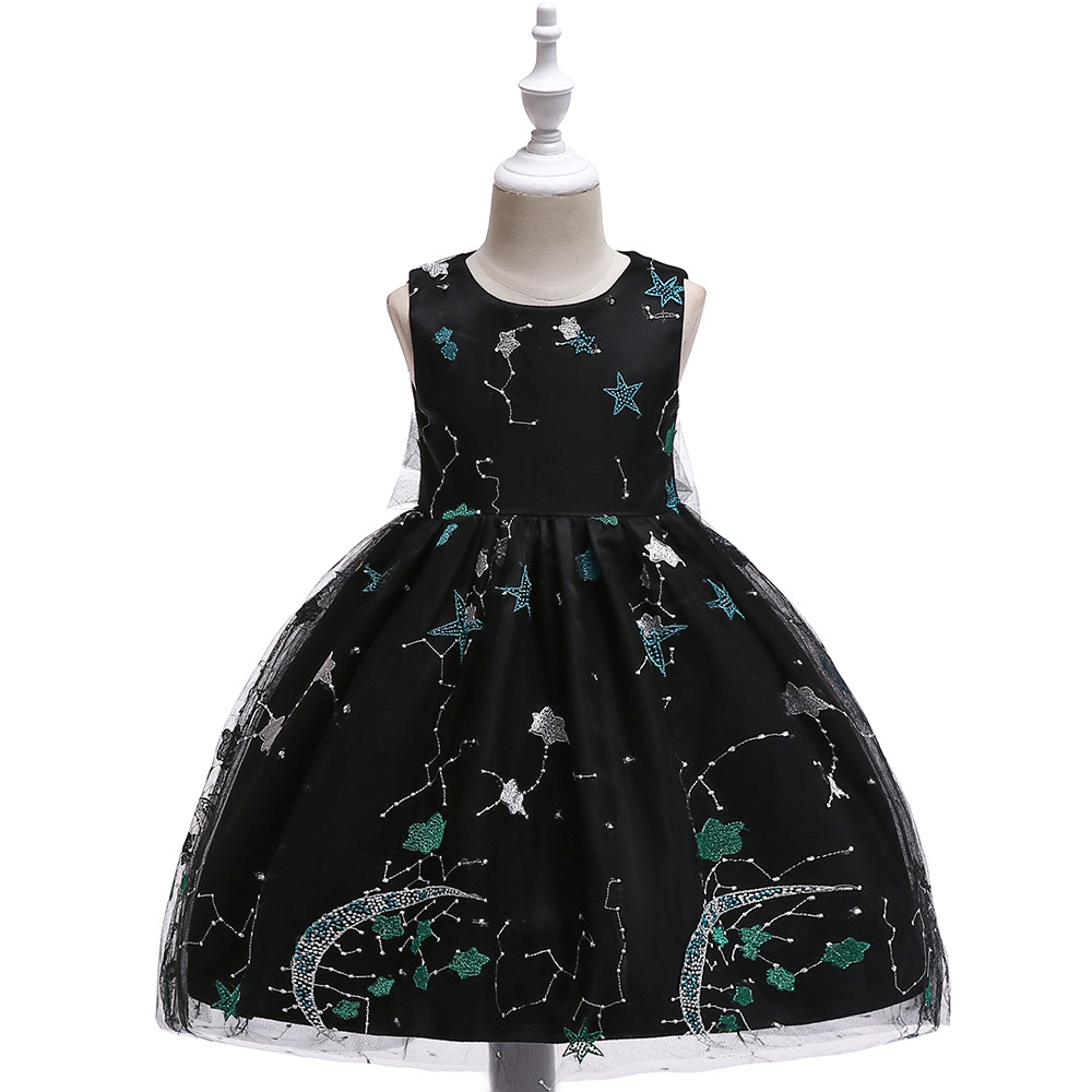 

Feast Print Pentagram Mesh Vest Party dress for Girls