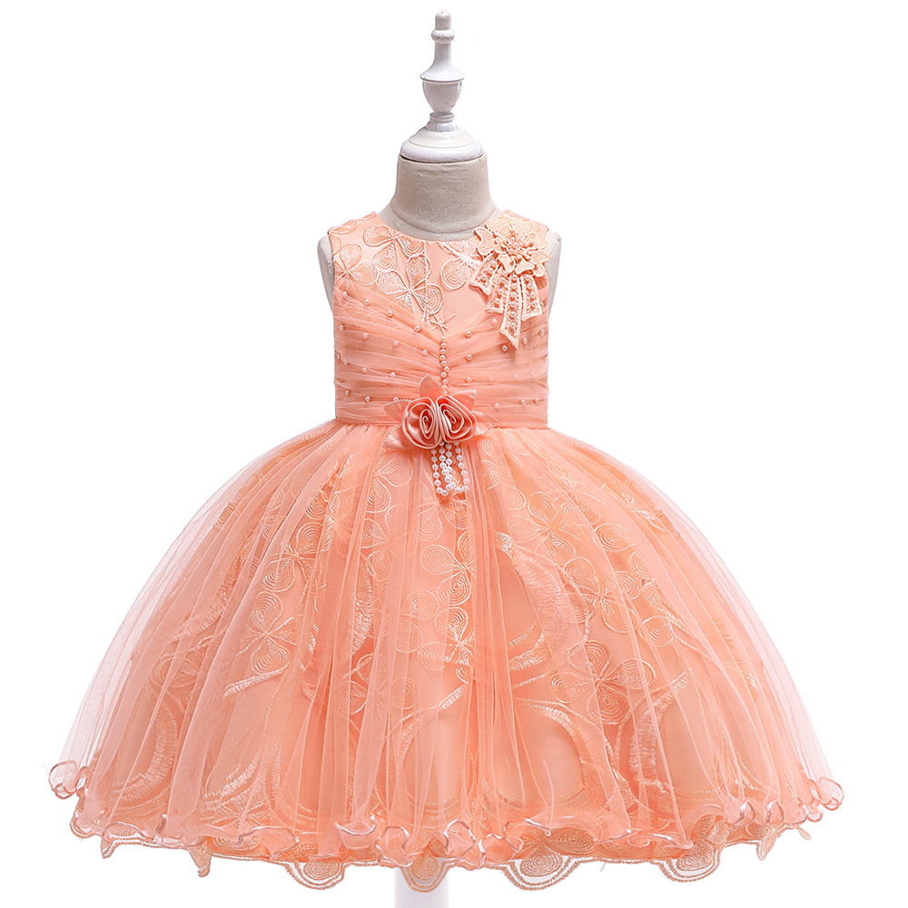 

Print Princess Floral Side Embroidery Formal Dress for Girls