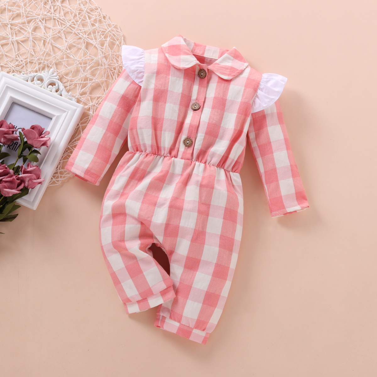 

Baby Plaid Ruffled Jumpsuit