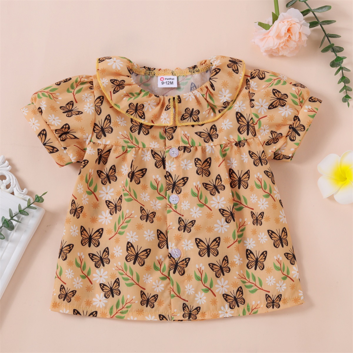 

1pc Baby Girl Short-sleeve Cotton casual Animal Shirt & Smock