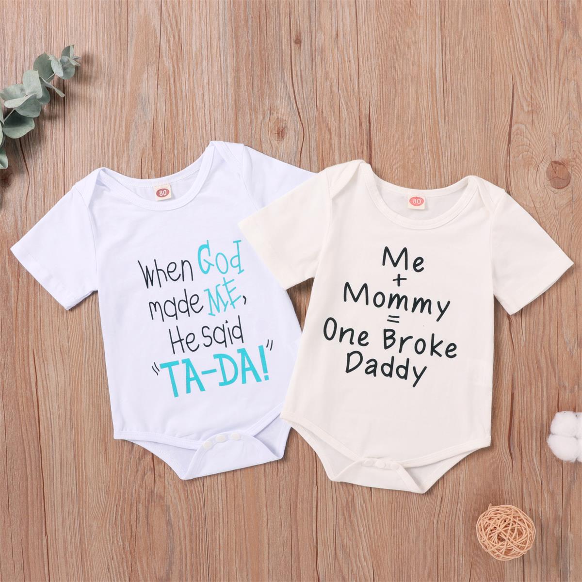 

Letter Print Short-sleeve Baby Romper
