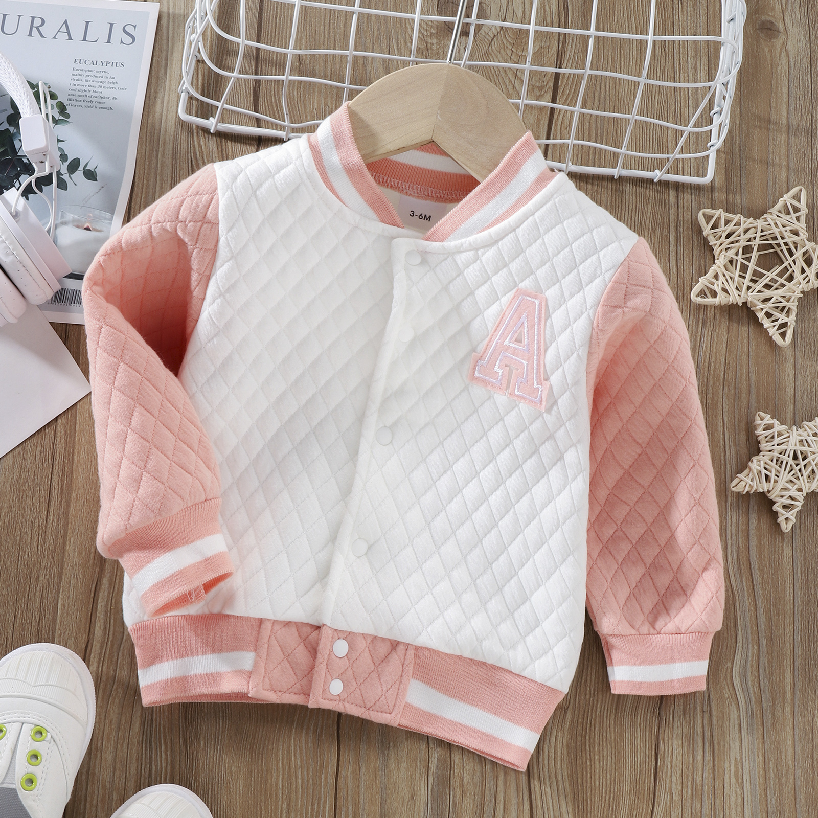 

Baby Waffle Colorblock Long-sleeve Baseball Coat Jacket