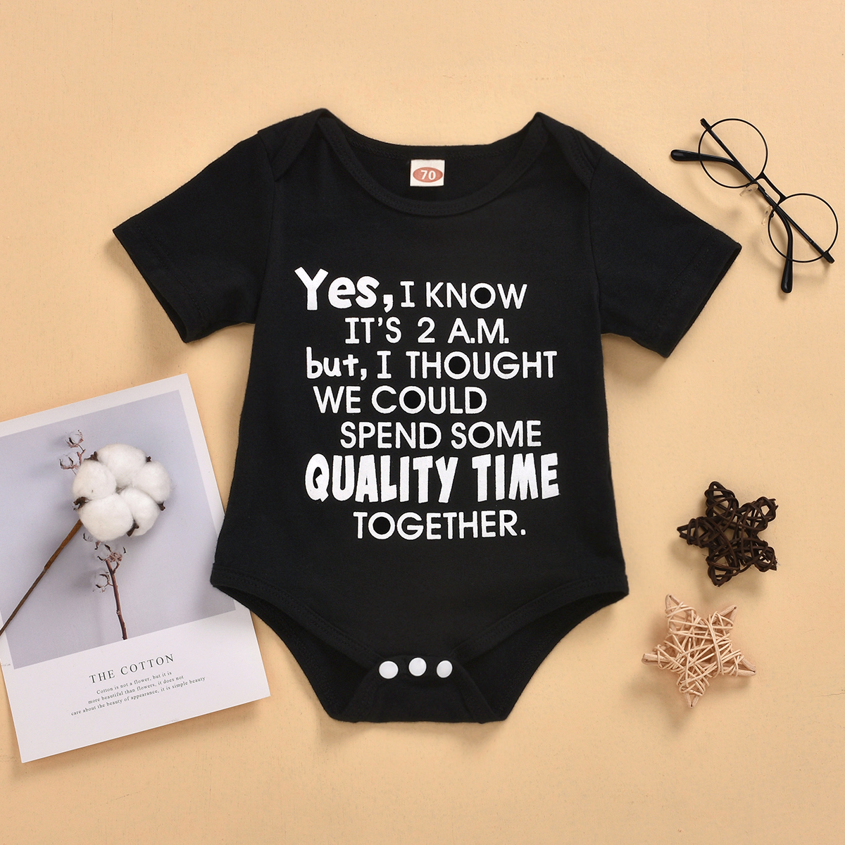 

Baby Boy/Girl 95% Cotton Short-sleeve Letter Print Romper