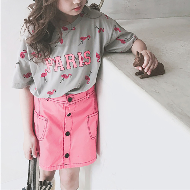 

Girls Print Animal and Letter With 100% Cotton Personality T-shirt