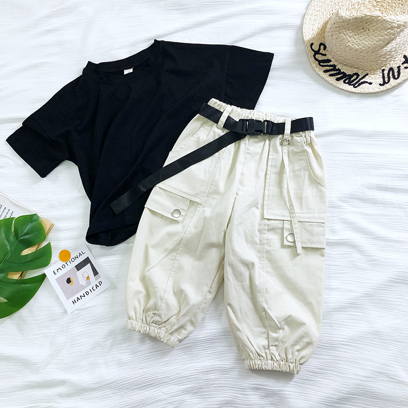

Summer Korean Casual Shirt and Overalls Set for Boy