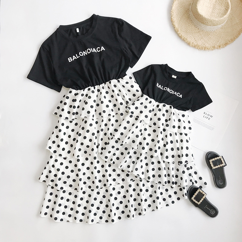 

Polka Dot Stitching Matching Dresses