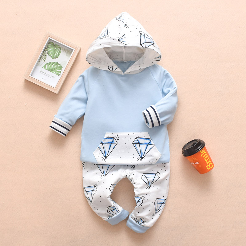 

Baby / Toddler Diamond Print Striped Hoodie and Pants Set