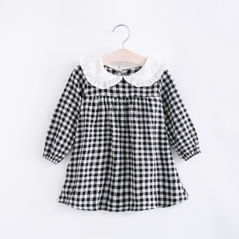 

Baby Girl Plaid Style Ruffle Collar Long-sleeve Dress
