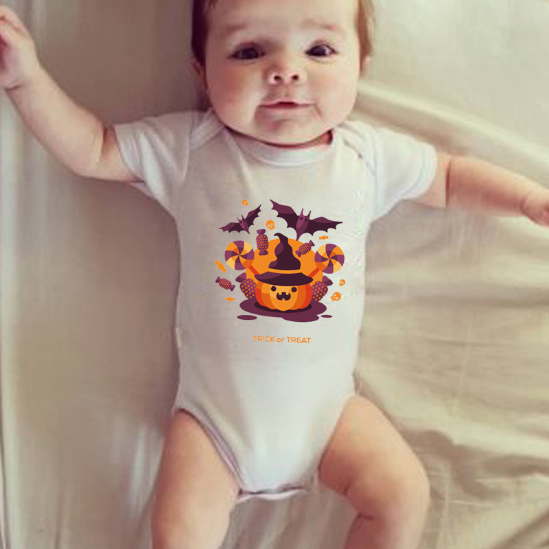

Baby Halloween Style Pumpkin Print Short-sleeve Romper