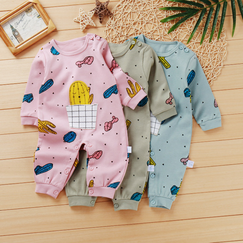 

Baby Cute Cactus Print Long-sleeve Jumpsuit