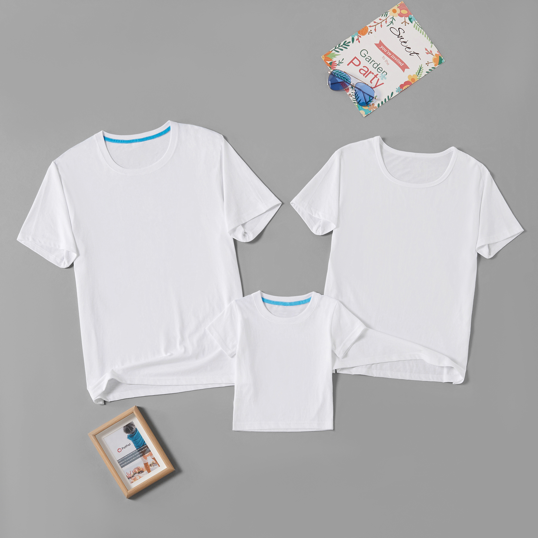 

Solid Color Black and White Gray Cotton Family Matching Tops