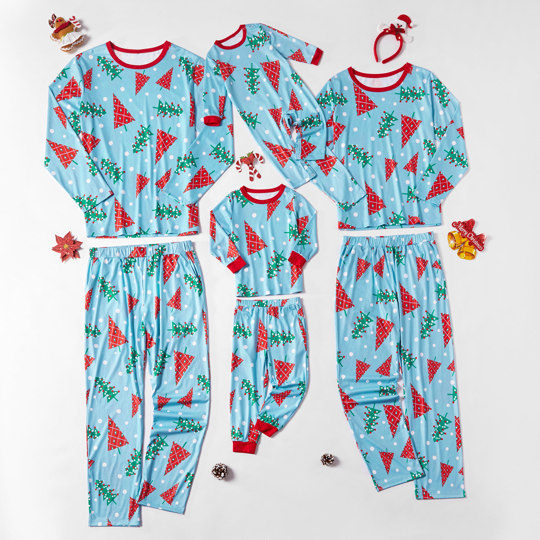

Christmas Tree Print Family Matching Pajamas Set