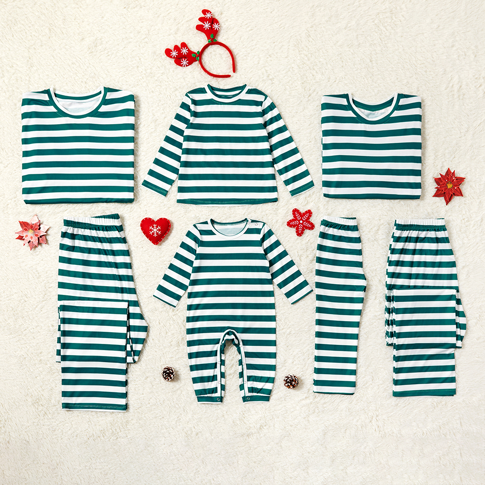

Comfy Green Stripe Family Matching Pajamas Set