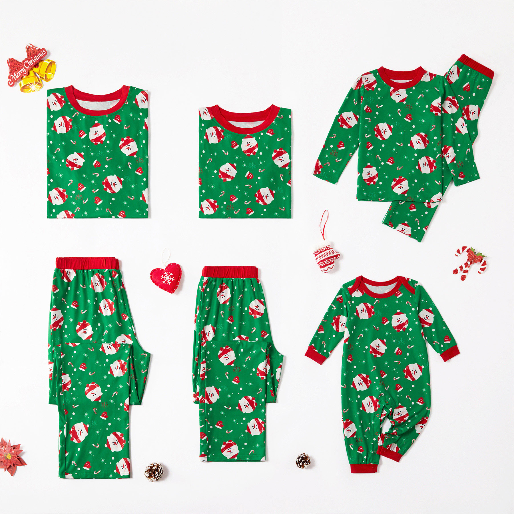

Christmas Santa Patterned Green Family Matching Pajamas Sets