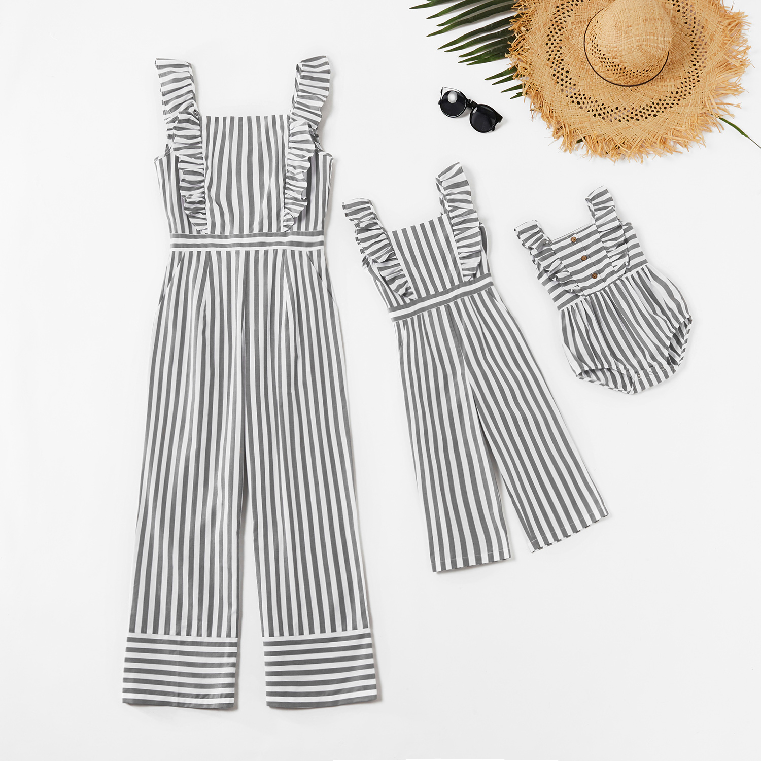 

Mommy and Me 100% Cotton Striped Tank Jumpsuits