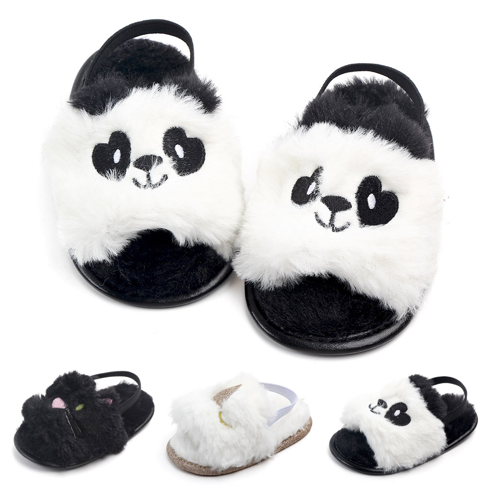 

Baby / Toddler Stylish Cartoon Embroidered Polarfleece Sandals