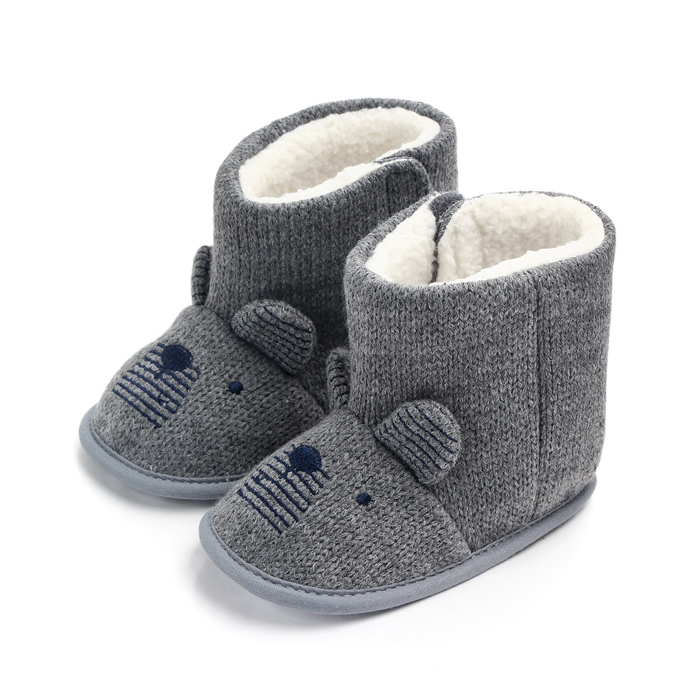 

Baby / Toddler Mouse Embroidered Knitted Prewalker Shoes