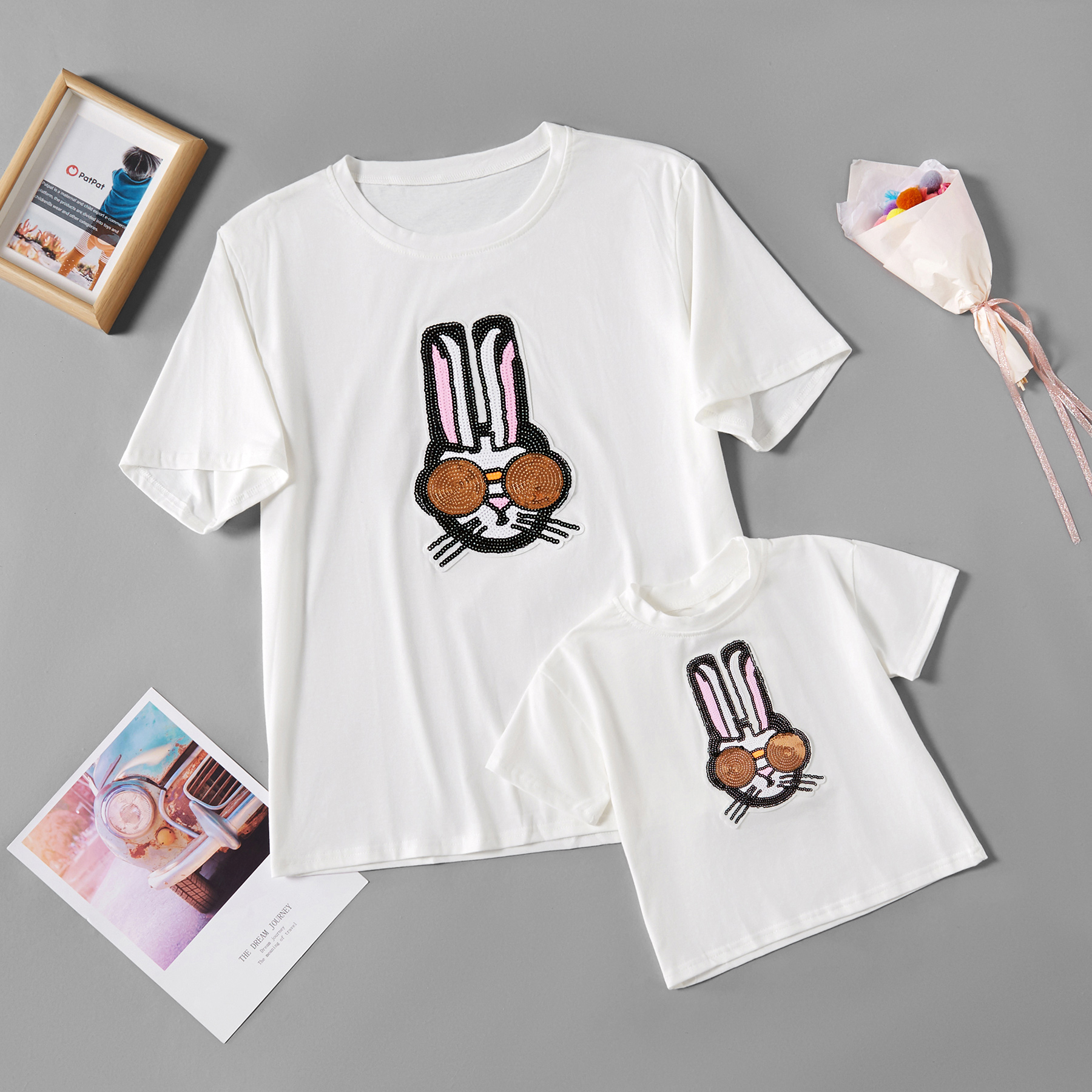 

Cartoon Rabbit Print T-shirts for Mommy and Me