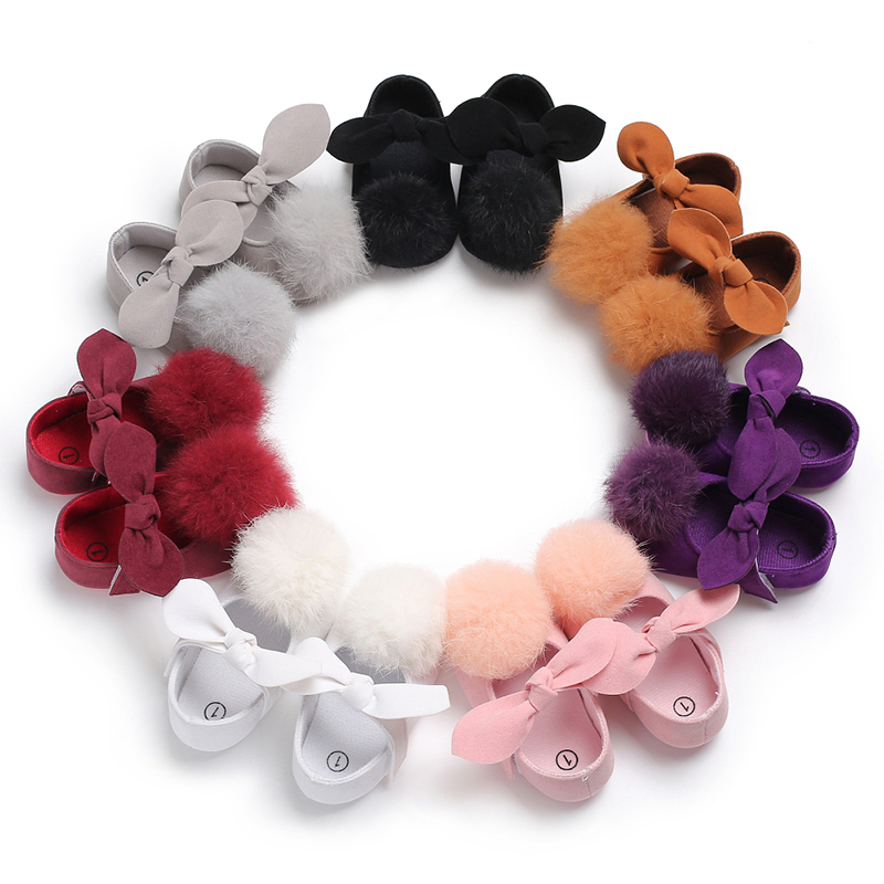 

Baby / Toddler Sweet Solid Pompon Velcro Cotton Princess Prewalker Shoes