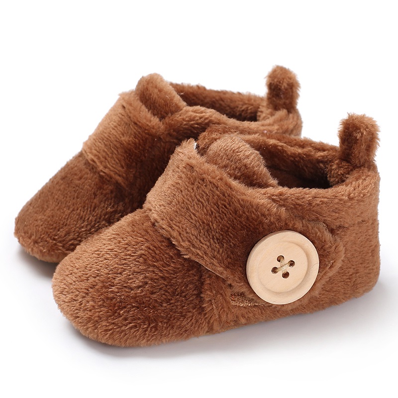 

Baby / Toddler Solid Button Velvet Casual Prewalker Shoes