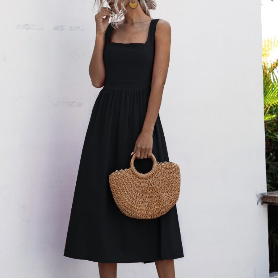 

Pretty Sleeveless Solid Backless Dress