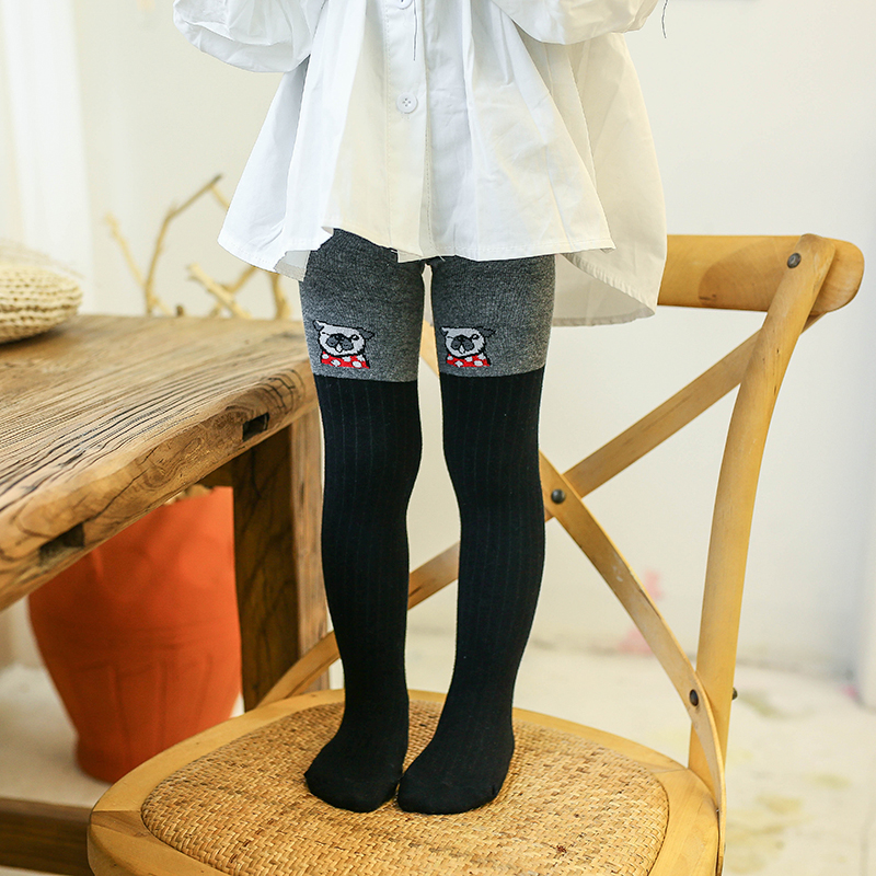 

Baby / Toddler Solid Colorblock Cartoon Dog Pattern Pantyhose