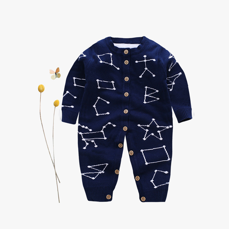 

Baby Geometric Allover Cardigan Design Long-sleeve Jumpsuit