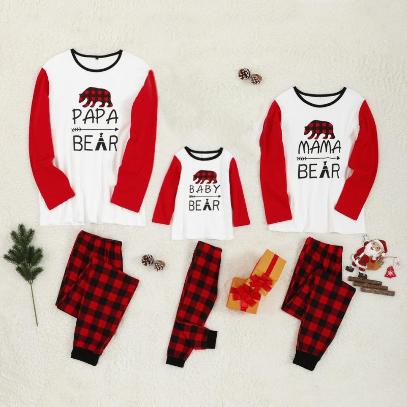 

Christmas Family Plaid Bear Print Matching Pajamas Set