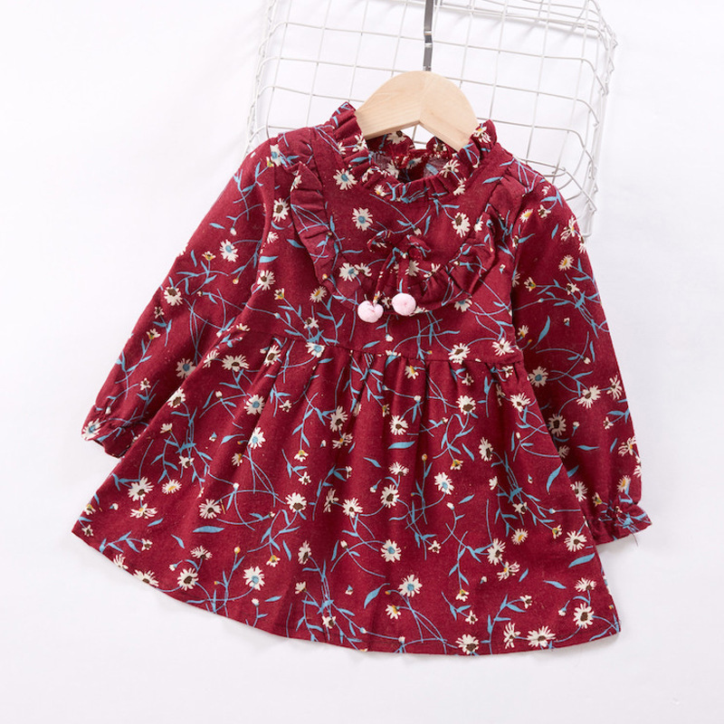 

Baby / Toddler Girl Fashionable Floral Allover Bowknot Doll Collar Long-sleeve Dress