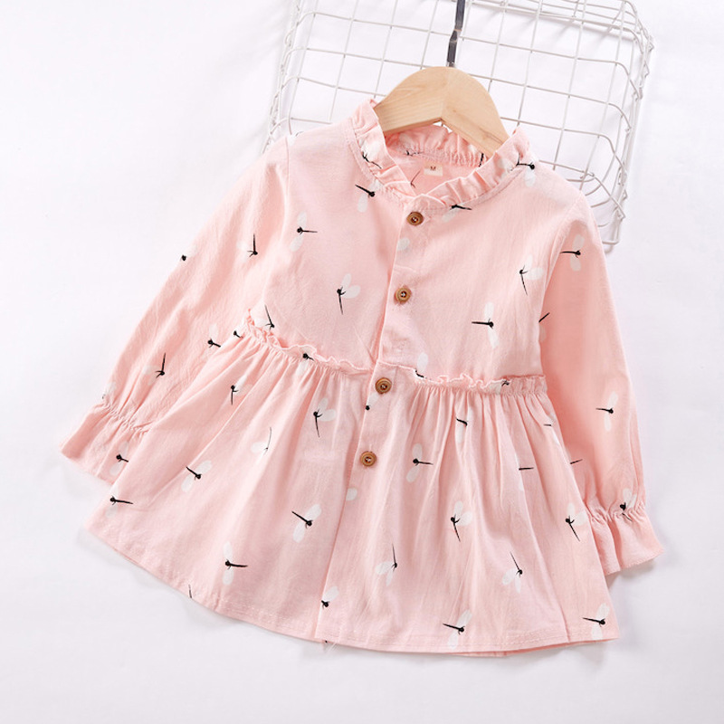 

Baby / Toddler Girl Sweet Dragonfly Print Long-sleeve Dress