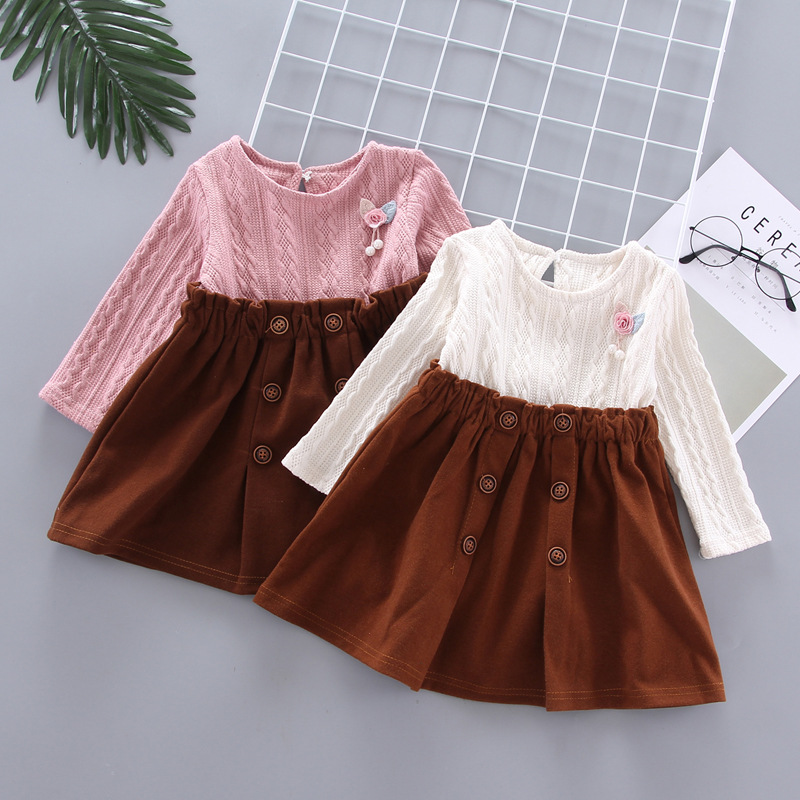 

Baby / Toddler Sweet Faux-two Knitted long Dress
