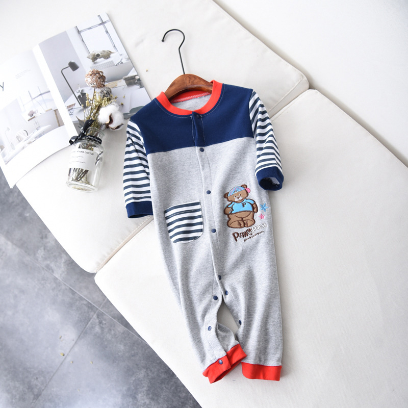 

Baby Boy Newborn Cotton Style Stripe Cardigan Long-sleeve Jumpsuit