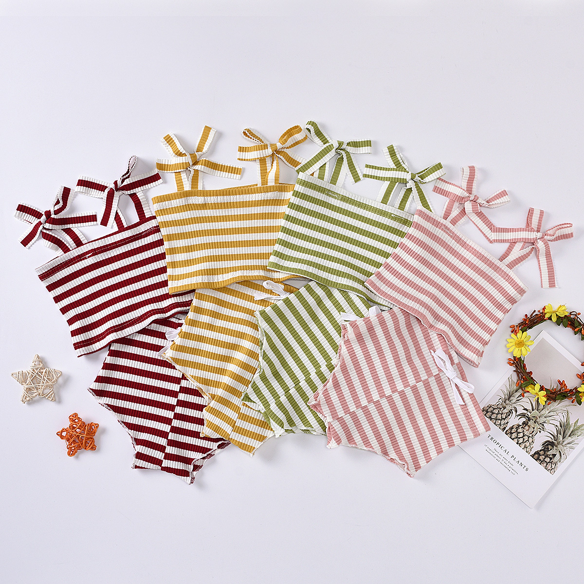 

Baby Casual Striped Sling Tank and PP Shorts Set