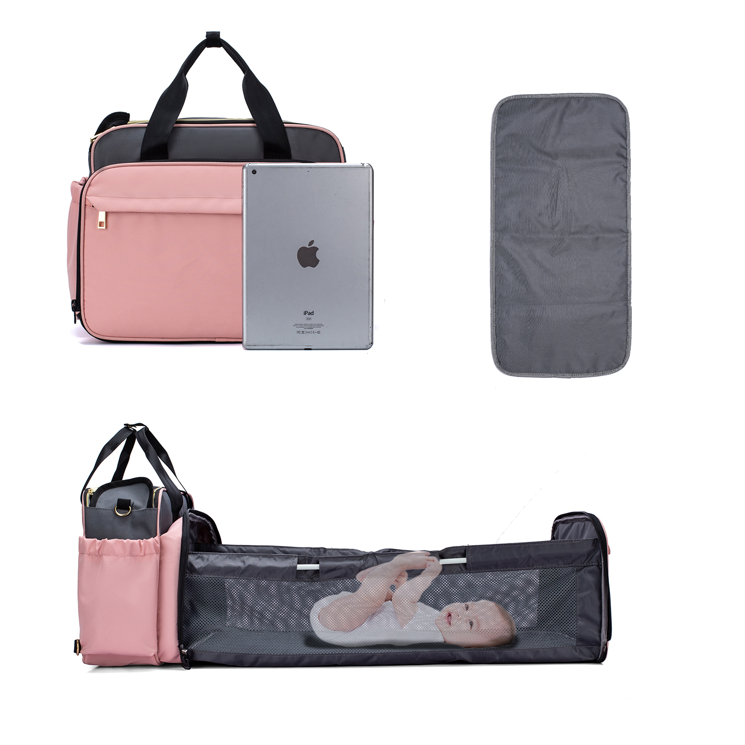 

Multicolorful Diaper Bag Backpack Large Capacity, Durable Maternity Travel Backpack for Baby Care with Changing Pads