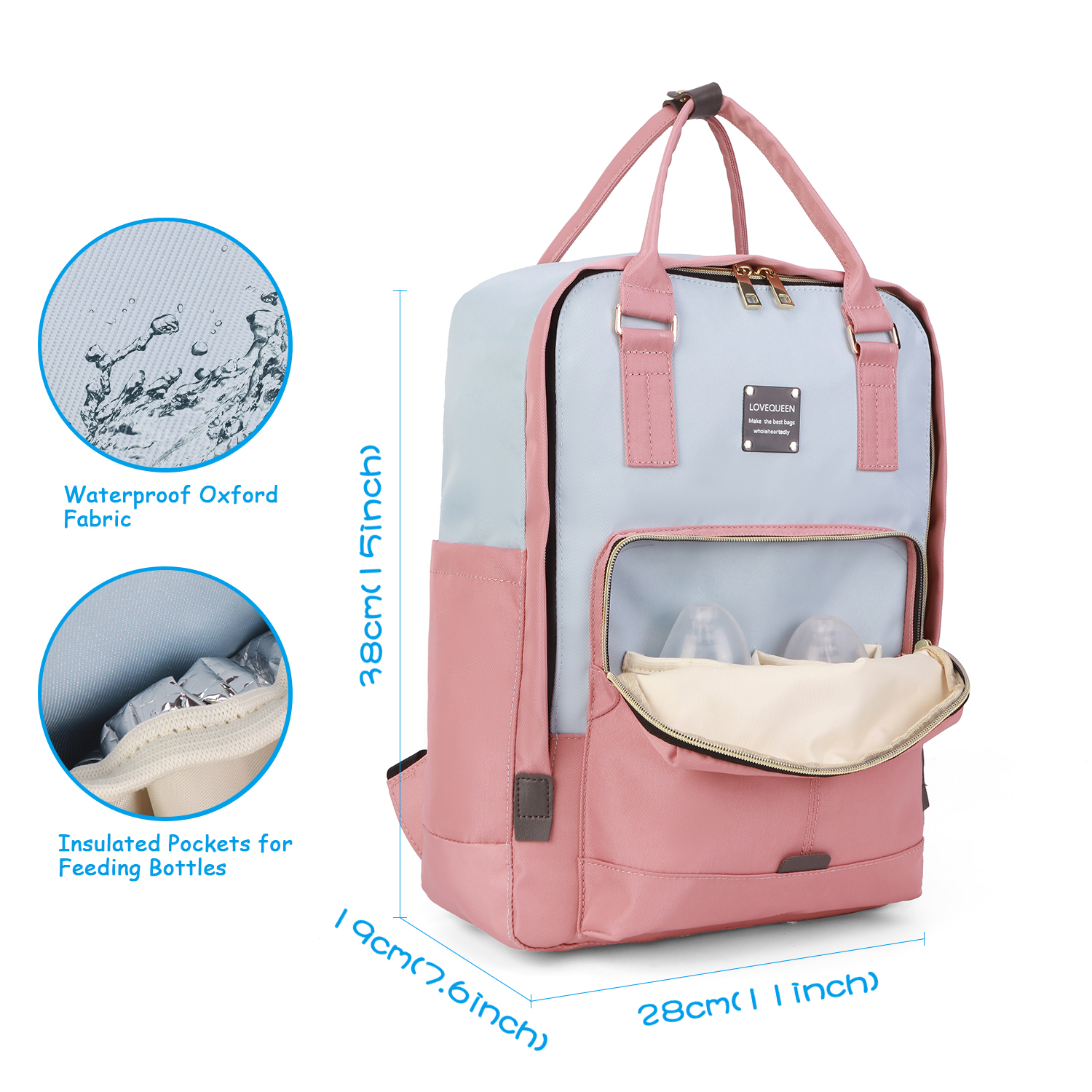 

100% Cotton Large Capacity Diaper Bag Backpack Multifunction Maternity Waterproof Diaper Backpack