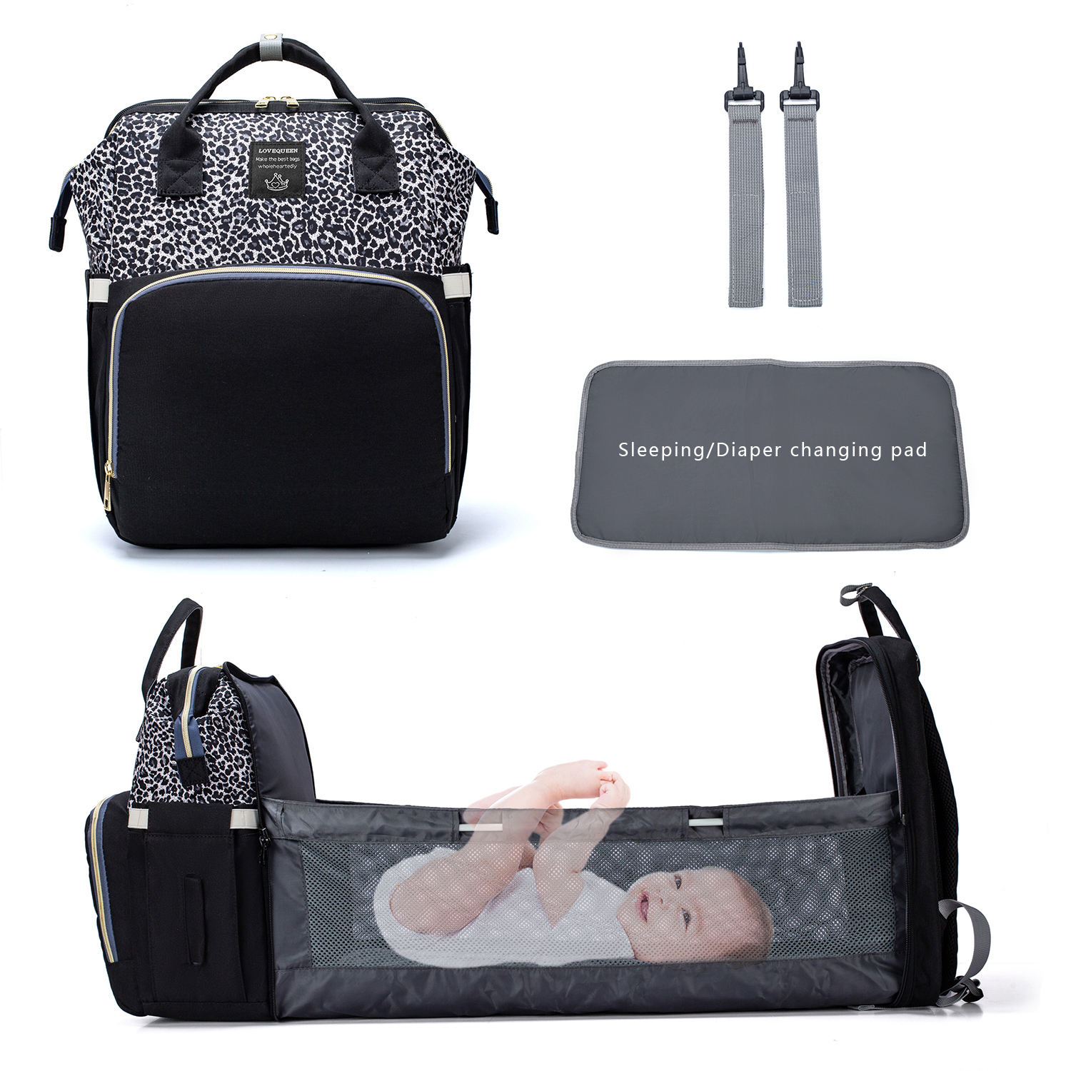 

Multicolorful Diaper Bag Backpack Large Capacity, Durable Maternity Travel Backpack for Baby Care with Changing Pads