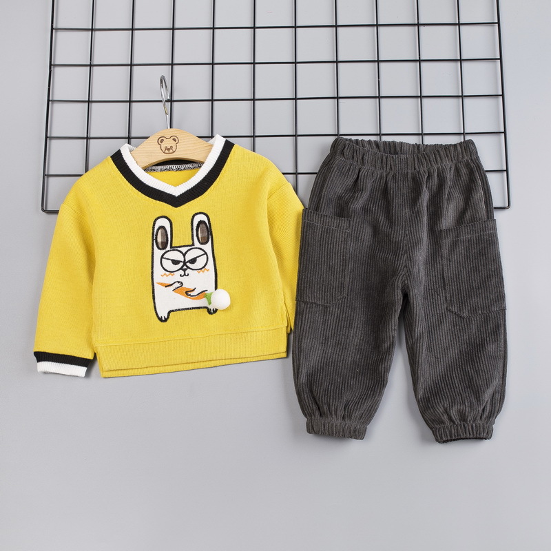 

Baby Boy / Girl Adorable Rabbit Embroidery Top and Solid Pants Set