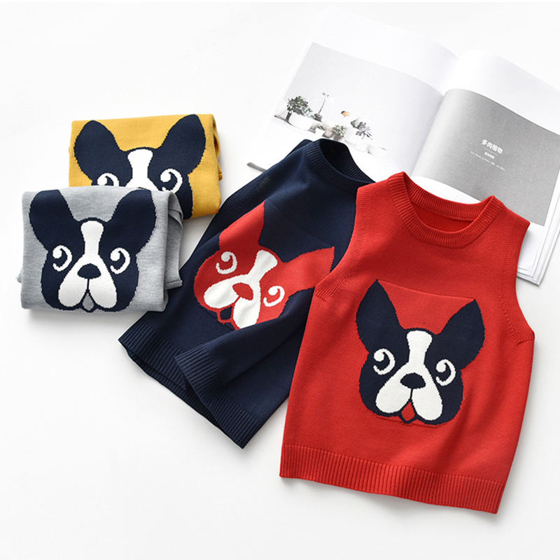 

Pretty Puppy Print Knitted Vest