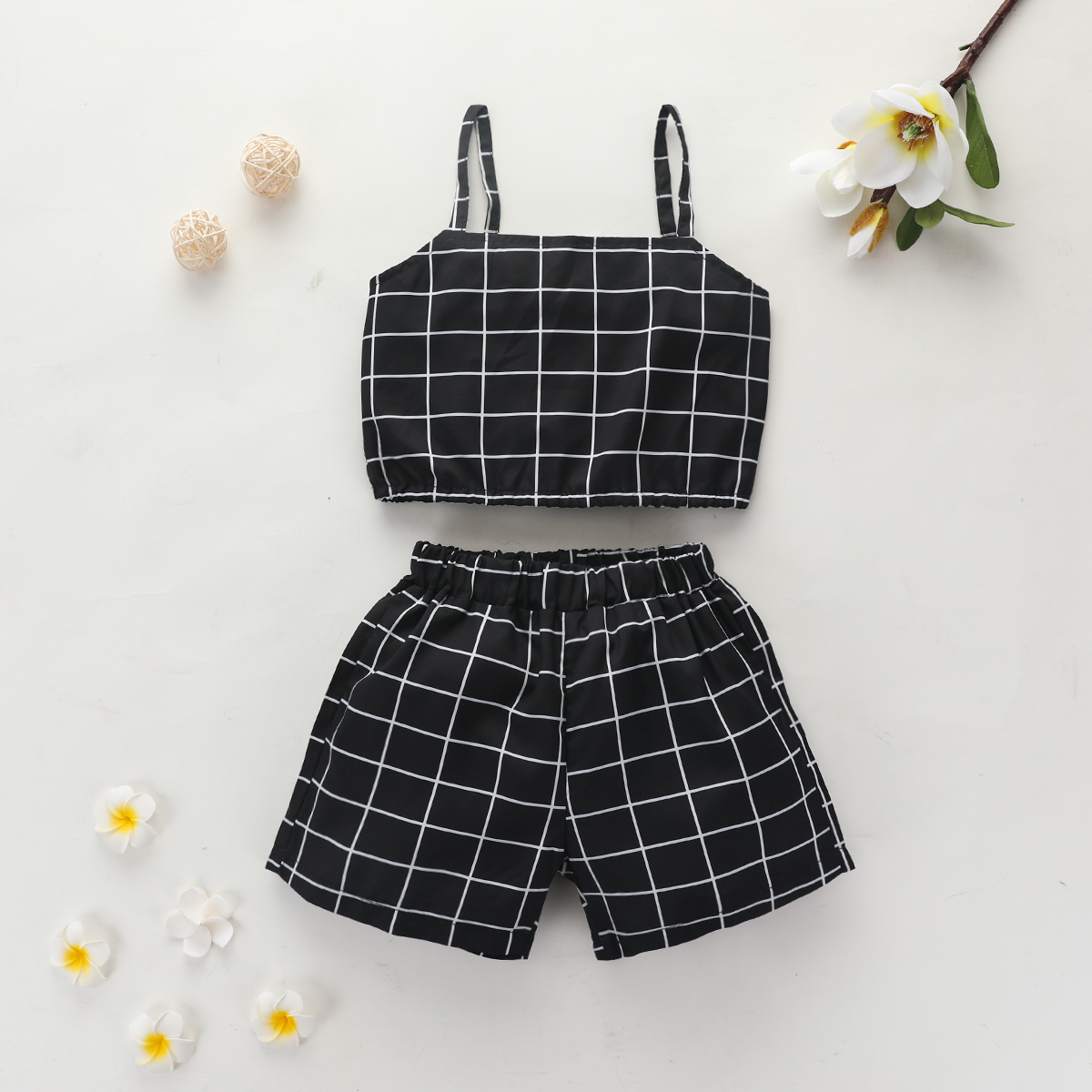 

2-piece Baby / Toddler Girl Trendy Plaid Top and Shorts Set