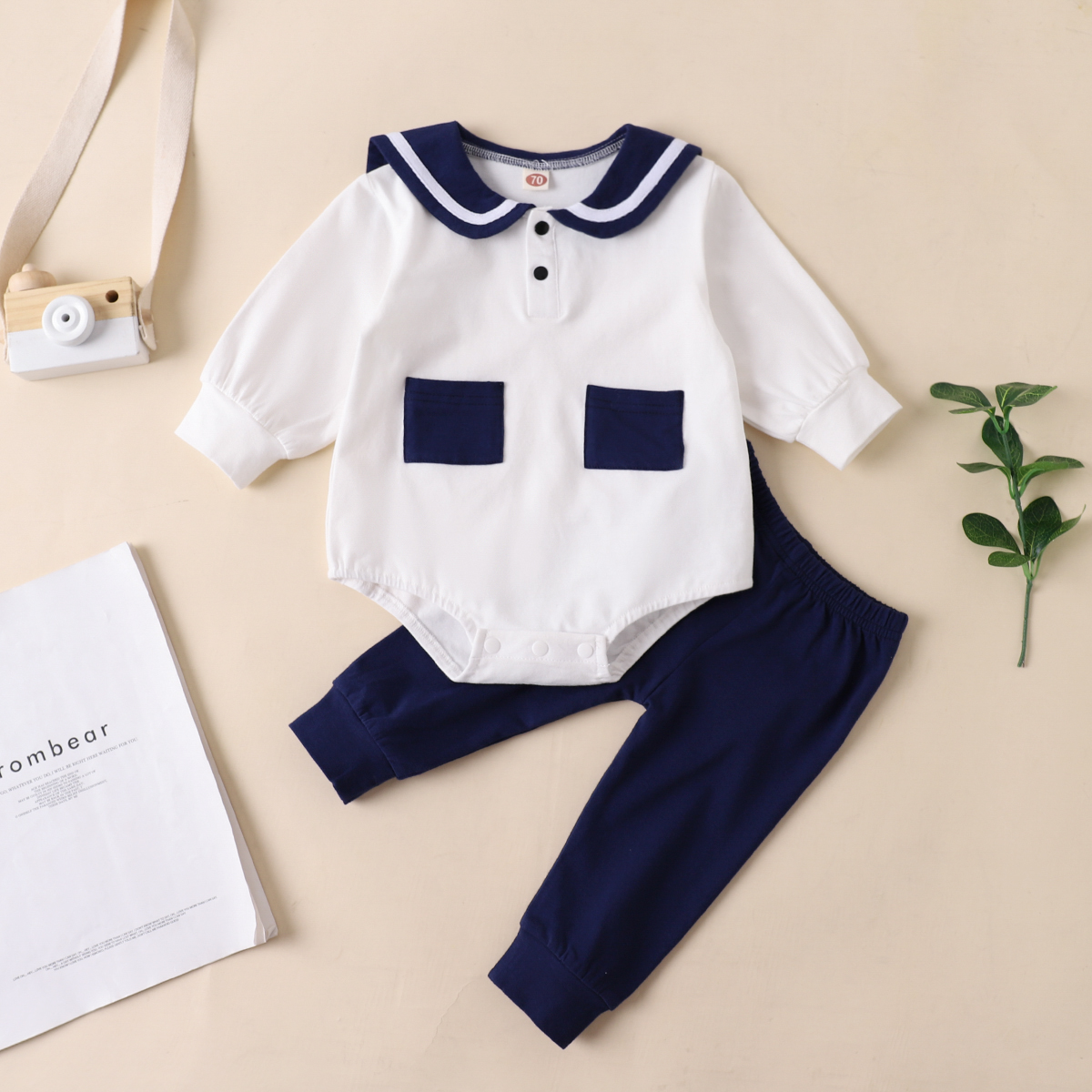 

2pcs Baby Unisex casual Baby's Sets Long-sleeve Romper Infant Clothing Outfits