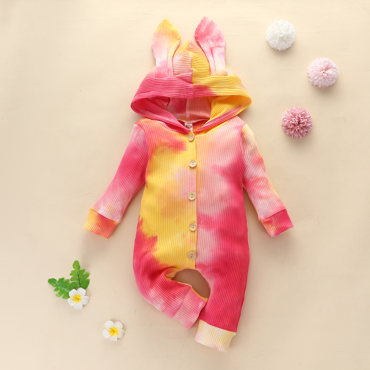 

Baby Sweet Ear Tie-dyed Jumpsuit