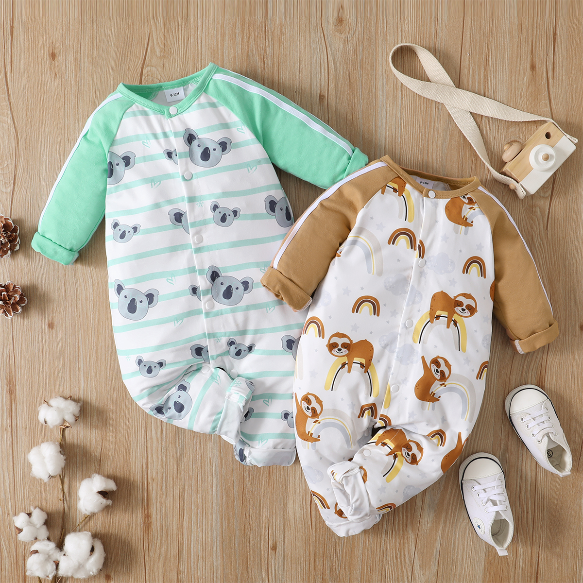

Animal Print Long-sleeve Baby Jumpsuits