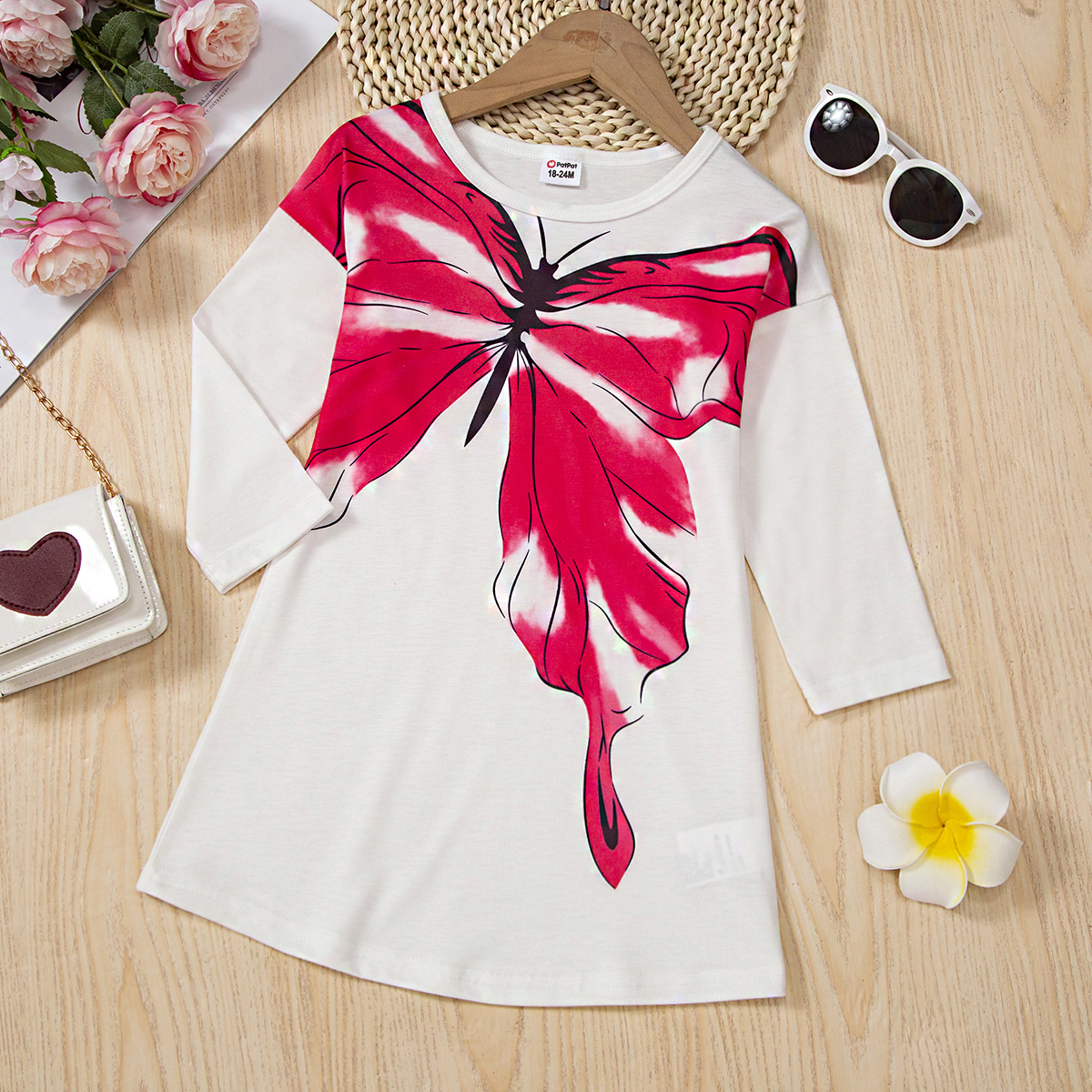 

Toddler Girl Sweet Butterfly Print Long-sleeve Dress