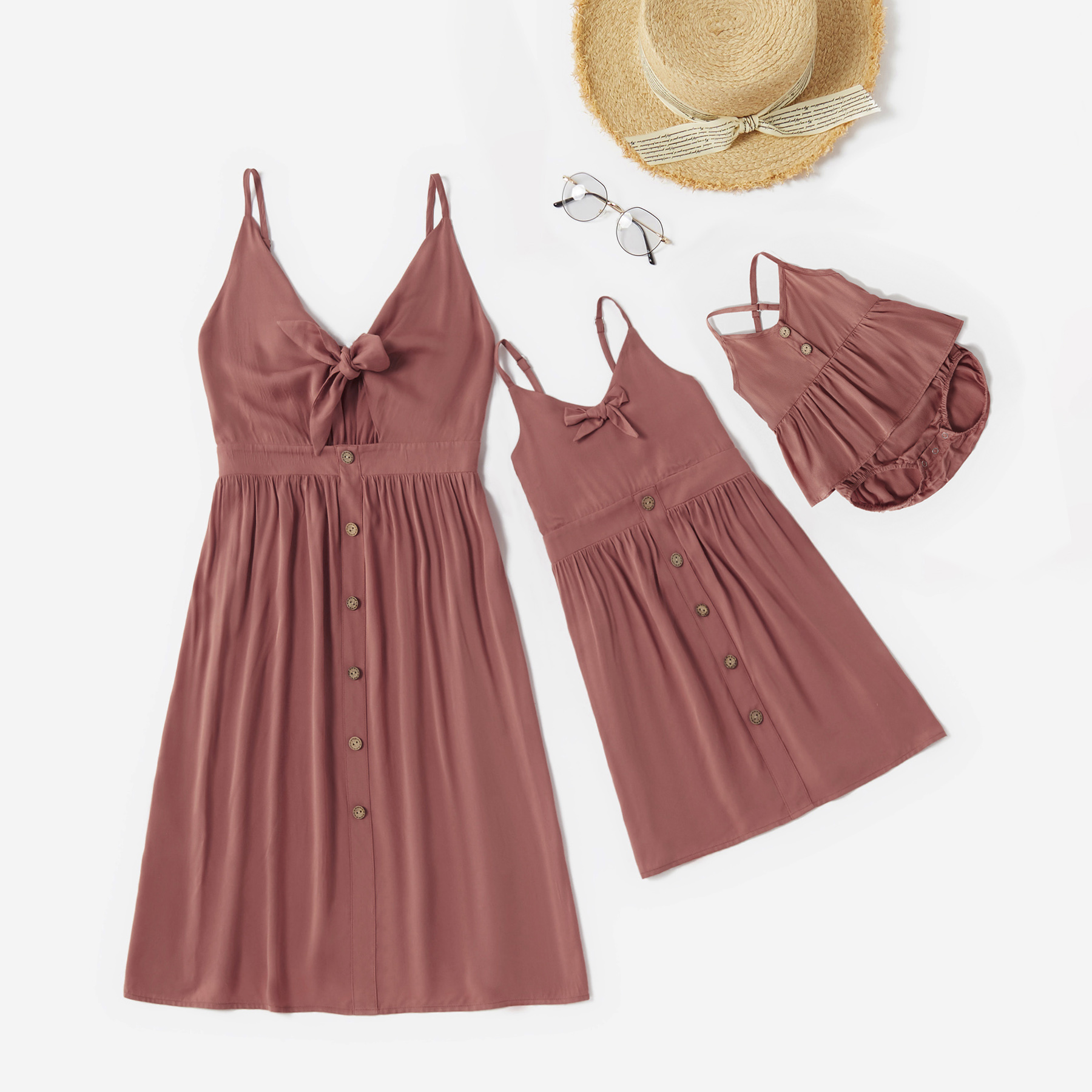 

Mosaic Solid Color Matching Sling Midi Dresses