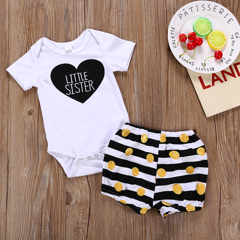 

Baby Casual LITTLE SISTER Print Bodysuit and Shorts Set
